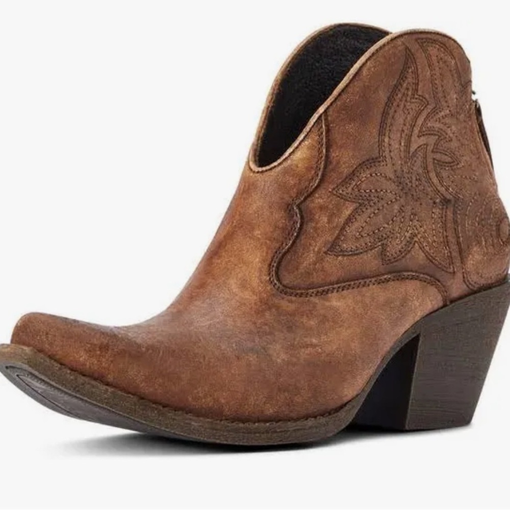 Ariat Tan Embroidered Ankle Booties